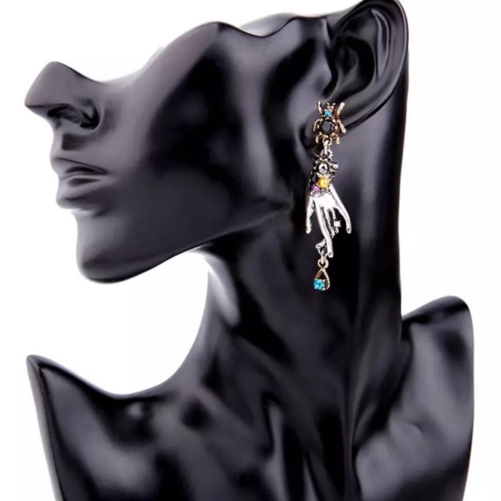 Spider Earrings With Dangling Hands - Picture 8 of 8